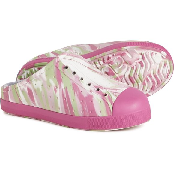 NATIVE Unisex Jefferson French Terry Clogs Slip-Ons Youth Size J6 Pink Green - Picture 1 of 5